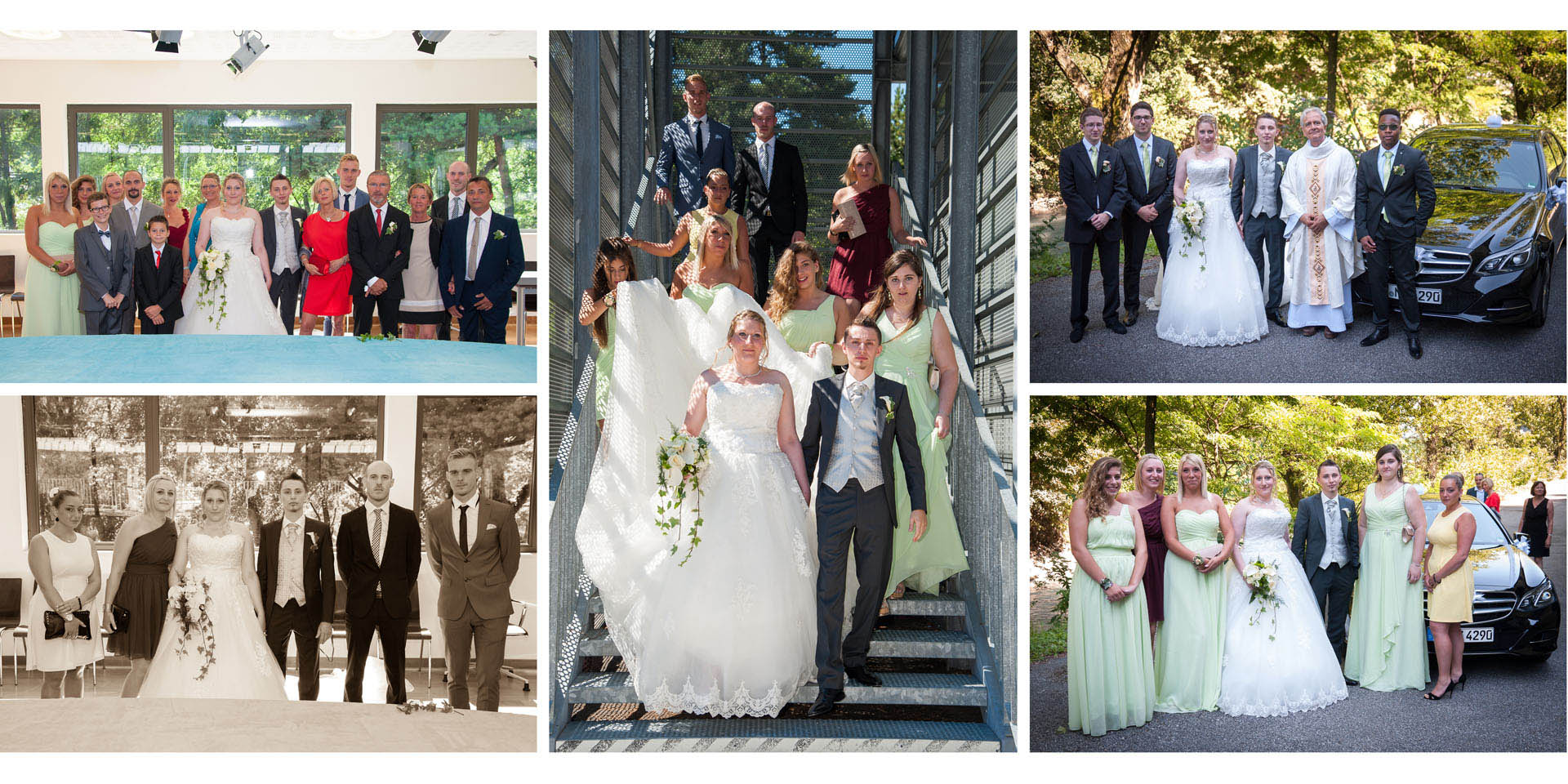 Sortie des mariés après leur cérémonie de mariage à la Léchère, Tarentaise, Rhône Alpes