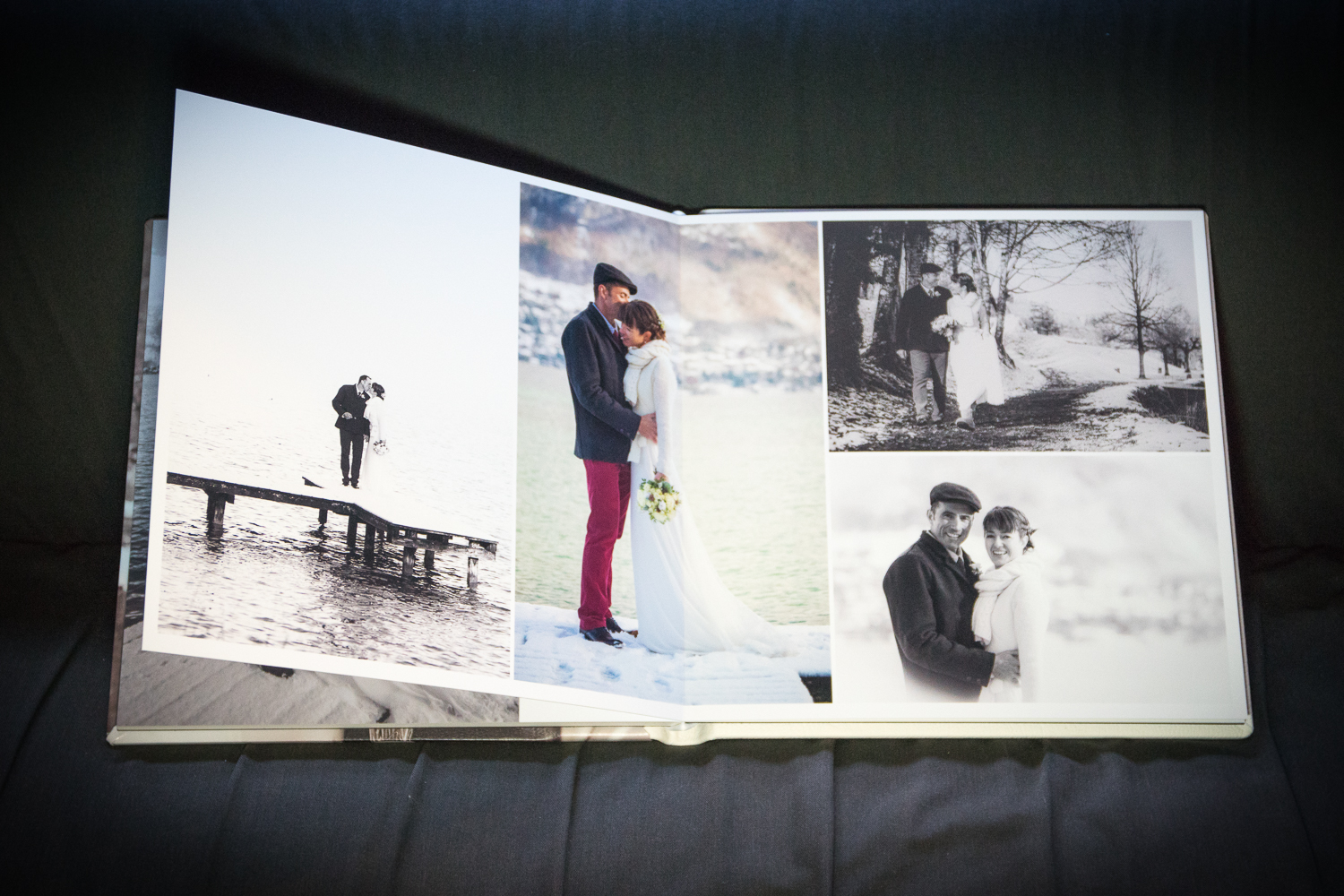 Mariage au bord du lac d Annecy : photos de couple sur le ponton du restaurant et au bord du lac