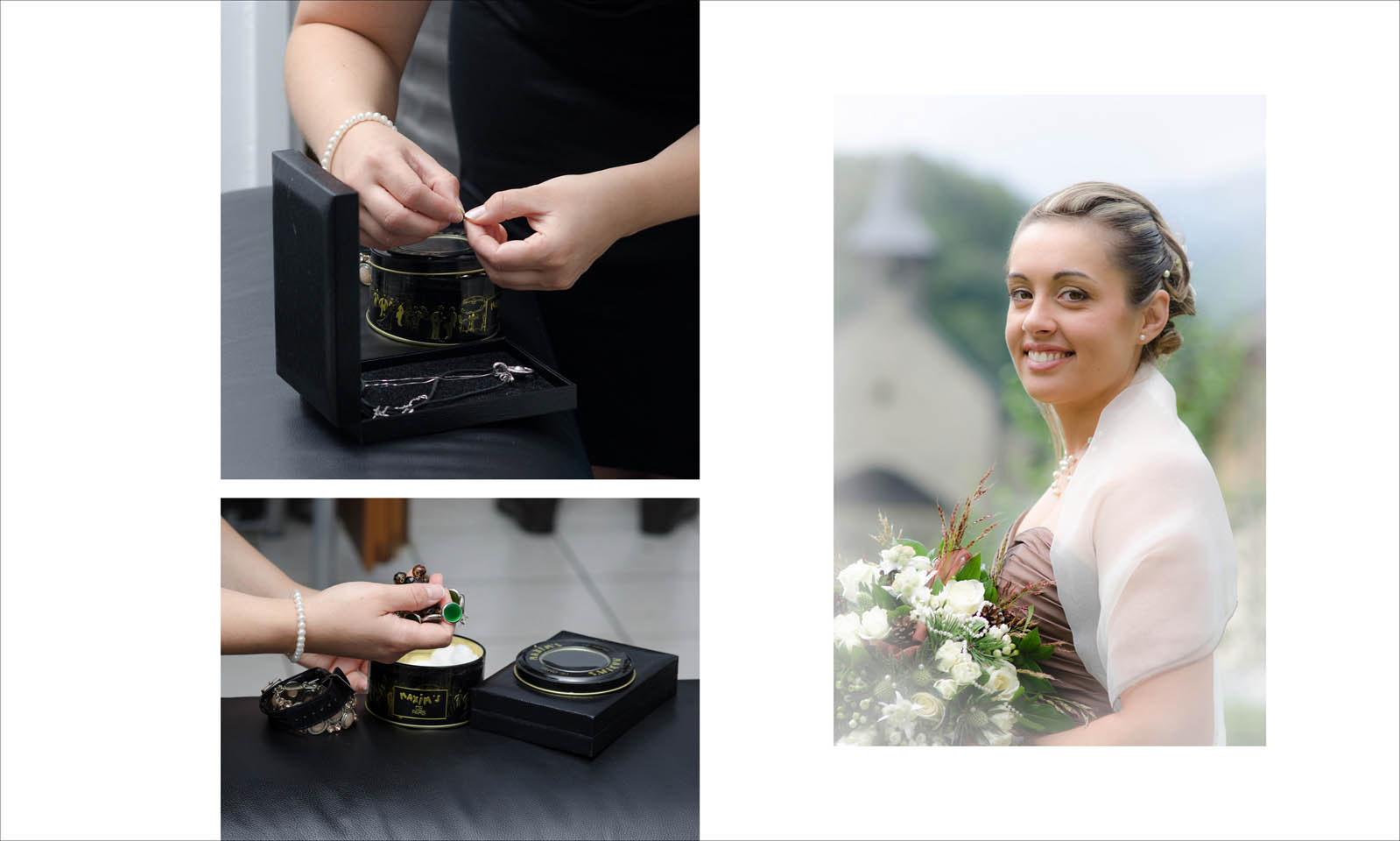 Mariage en Maurienne : quelques photos de détails et première photo de la mariée en extérieur