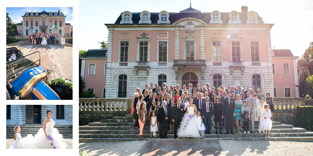 Photographe de mariage à Chambéry : photo de groupe devant le Château de Boigne