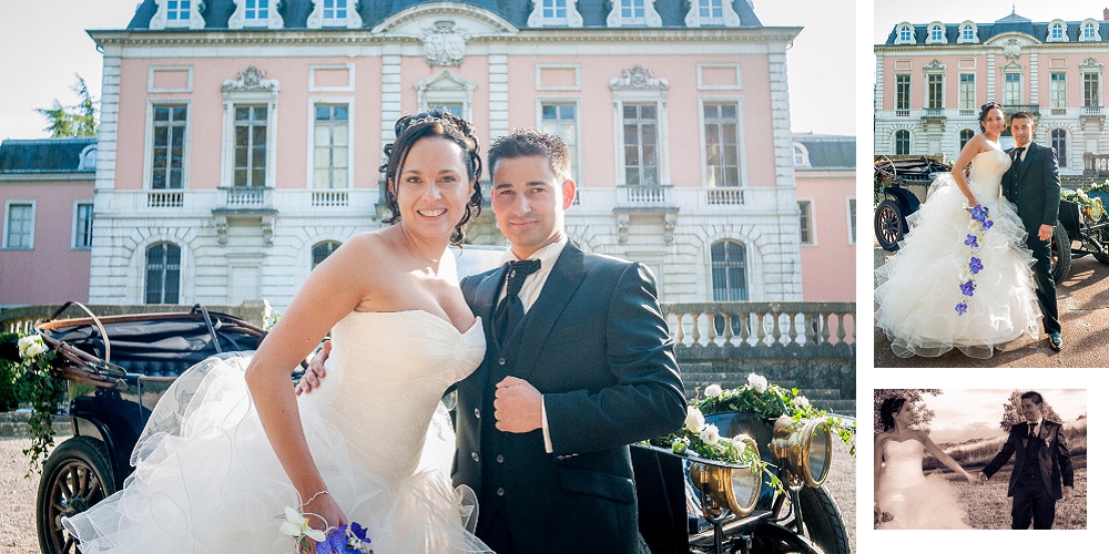 Photographe de mariage à Chambéry : photos de couple devant le Château de Boigne