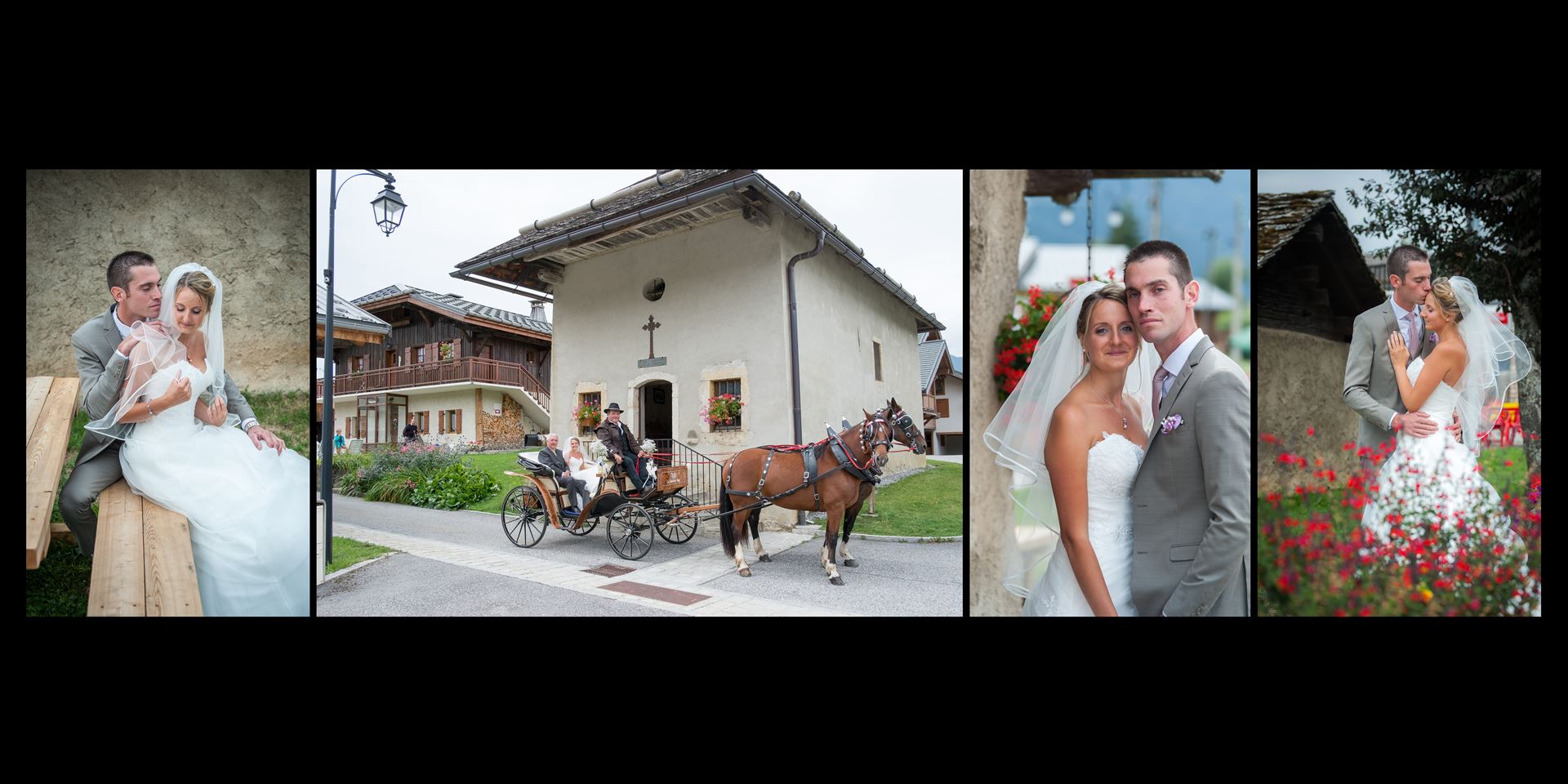 mariage dans une station du Val d Arly : la calèche dans le village de Crest Voland