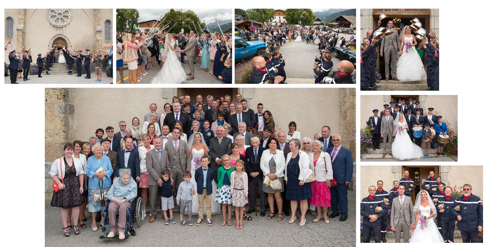 mariage dans une station du Val d Arly : sortie d église à Notre-dame-de-Bellecombe